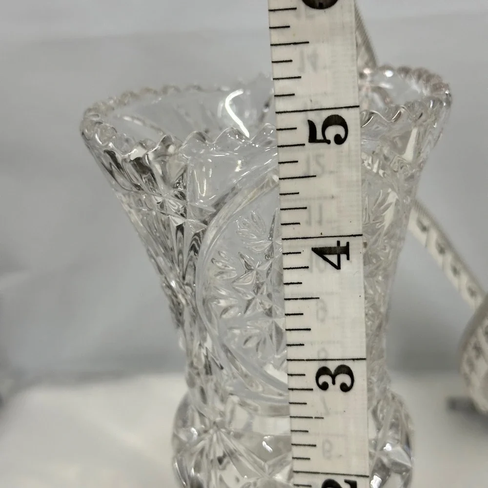 Vintage Crystal Bud Vase Unisex OS Clear‎ Cut Glass Pinwheel 3 Footed Excellent
